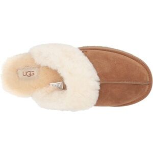 UGG women’s Disquette Brown Suede Slippers with Cream Lining